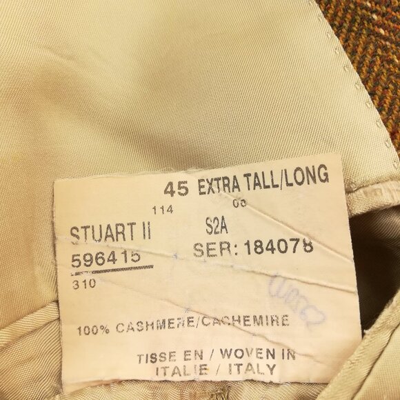 Paul Stuart Sport Coat 100% Cashmere Herringbone Windowpane Plaid Brown Red 46XL - Picture 7 of 13